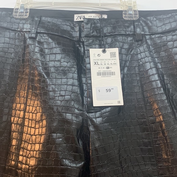 Zara Black Faux Leather Pants NWT - Picture 2 of 13